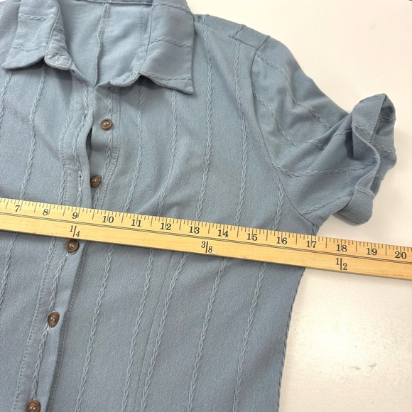 SkyLar Rose Dust Blue Maxi Buttoned Tunic Dress /Duster High Cut Side Slits Sz S - Picture 10 of 13